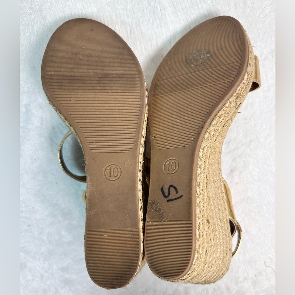 Lilly Pulitzer Gold Espadrille Wedges with Ankle Strap 🌴🍹 - Picture 8 of 12